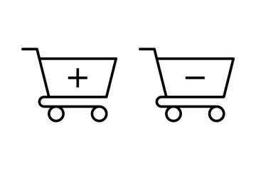 Shopping Cart Add Remove Item Outline Icons