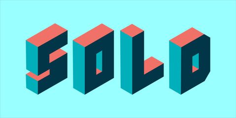 Fototapeta premium SOLD, word typography illustration for shop and store banner promotion.