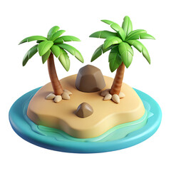 3d tropical island with palm trees