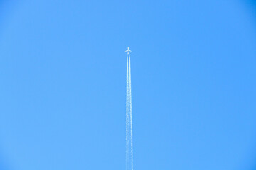 Flight in blue sky