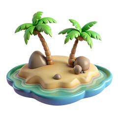 3d tropical island with palm trees