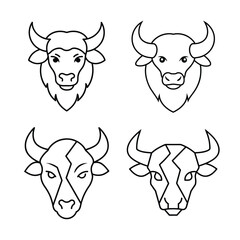 Buffalo head line art bundle  