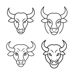Buffalo head line art bundle  