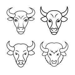 Buffalo head line art bundle  