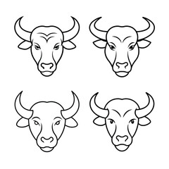 Buffalo head line art bundle  