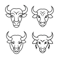 Buffalo head line art bundle  