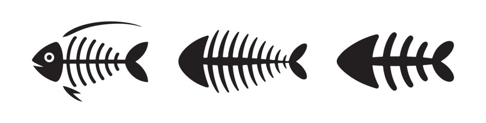 Clean fish bone icon. Flat design fishbone symbol. Fish skeleton vector eps 10