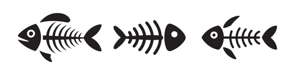 Clean fish bone icon. Flat design fishbone symbol. Fish skeleton vector eps 10