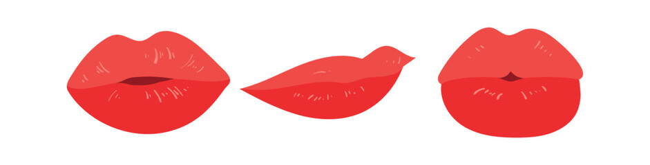 Sexy lips of women or girls flat vector illustrations set