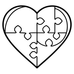Connected Heart Pieces Outline