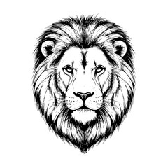 Fototapeta premium lion face illustration hand drawn