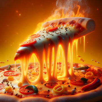 A paperoni pizza with cheese melting