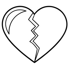 Cracked Heart Outline Illustration