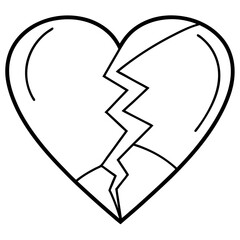 Cracked Heart Outline Illustration