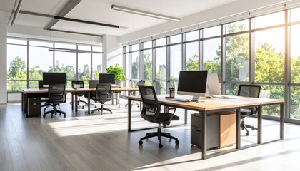 Bright, modern office space with panoramic city views