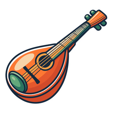 orange mandolin musical instrument cartoon style clip art preview