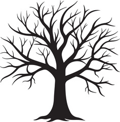 Obraz premium leafless tree silhouette, black and white silhouette, vector and illustration