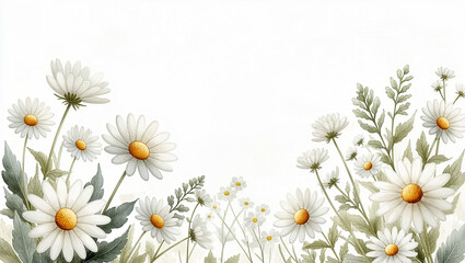 Obraz premium Romantic White Floral Illustration with Copy Space Ideal for Greeting Cards and Celebrations - floral background