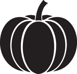 pumpkin silhouette, black and white silhouette, vector and illustration