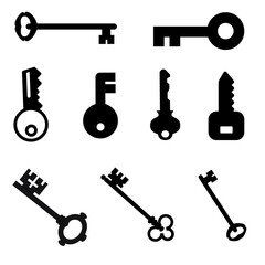 Various Key Designs for Locks Home Access Security Privacy Concept