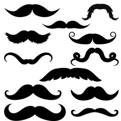 A Collection of Various Black Silhouettes of Different Mustache Styles