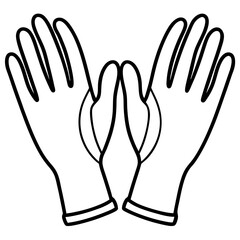 Doctor Gloves Pair Line Drawing