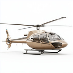 Beige modern helicopter side view on white background
