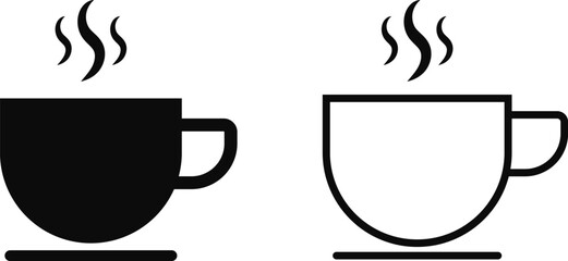 Cup of coffee icon set. cup icons. Various signs. typically features stylized. Drink eat symbol 
