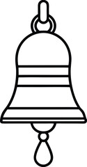 Symmetrical Indian prayer bell in black outline illustration