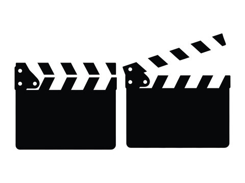 Filmmaking Icons Clapperboard Silhouette Graphics for Movie Production and Cinema Projects