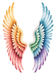 Fototapeta premium Vector angel wings illustration, a golden heart symbol of love, adorned with elegant feathers for a heavenly design