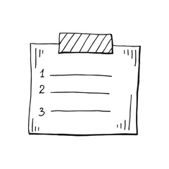 Memo paper sheet icon. Hand drawn vector illustration on isolated background.