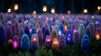 of abstract shapes in random formation glowing with subtle light