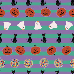 Retro striped Halloween abstract seamless pattern design