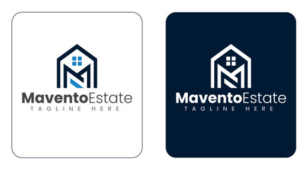 M Letter Inside House Shape Real Estate Logo with Window