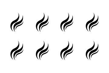 Eight stylized plumes arranged in a rectangular grid