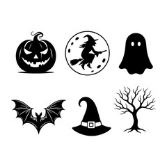 Black Halloween Silhouette Icons