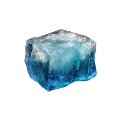 Obraz premium Tall Blue Ice Block with Rough Textured Surface and Frozen Detail Isolated on White Background