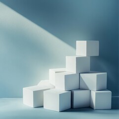 White cubes on a blue background