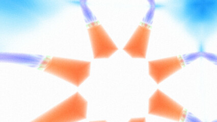 Abstract Radiant Burst with Soft Grain Texture, Symmetrical Glow Pattern in Psychedelic Style, Radiating Circular Abstract with Subtle Noise, Kaleidoscopic Starburst with Gradient Flow