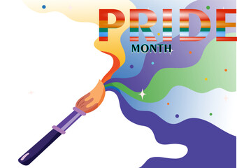 LGBT rainbow pride with happy pride color brush