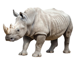 Obraz premium A majestic rhinoceros standing in profile view.