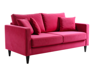 Stylish pink couch for modern interior design.
