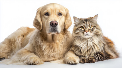 猫と大型犬のスタジオポートレート