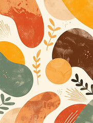 Colorful abstract shapes and patterns create a modern artistic design for home decor and creative projects