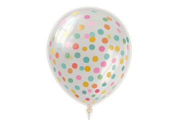 Vibrant polka dot balloon hovering against transparent backdrop, ideal for festive graphic design and celebratory visual projects