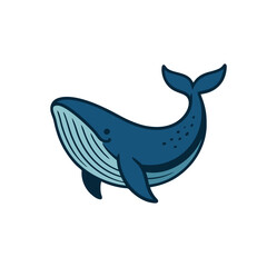 Colorful Blue Whale Vector Design, Artistic swimming blue whale colorful vector illustration on white background for marine wildlife concepts