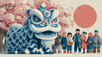 Lunar Lion Dance and Celebration: A vibrant display of cultural heritage, where a lion dance is center stage.