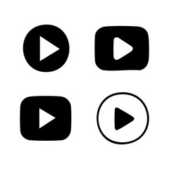 Set of play buttons icons. Play button. Video audio player. Vector illustration. Play buttons. Vector icons isolated on background white