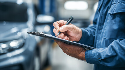 自動車整備士の丁寧な点検作業